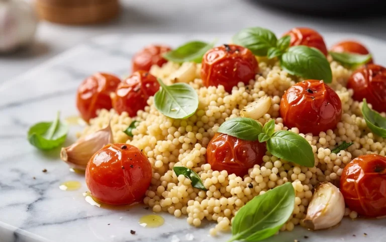 Healthy One-Pan Couscous With Garlic, Tomatoes And Basil