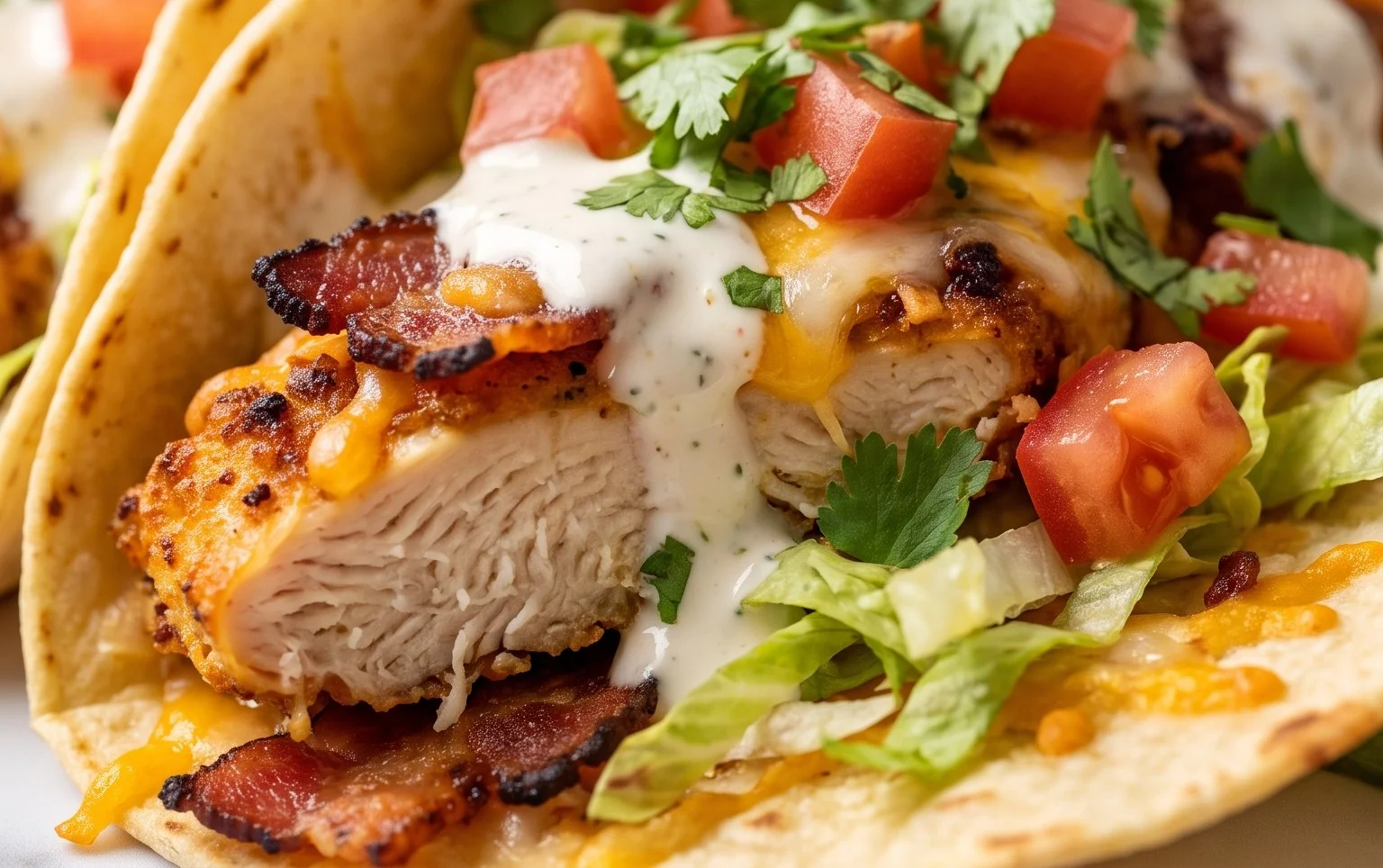 Baked Chicken Beef Bacon Ranch Tacos