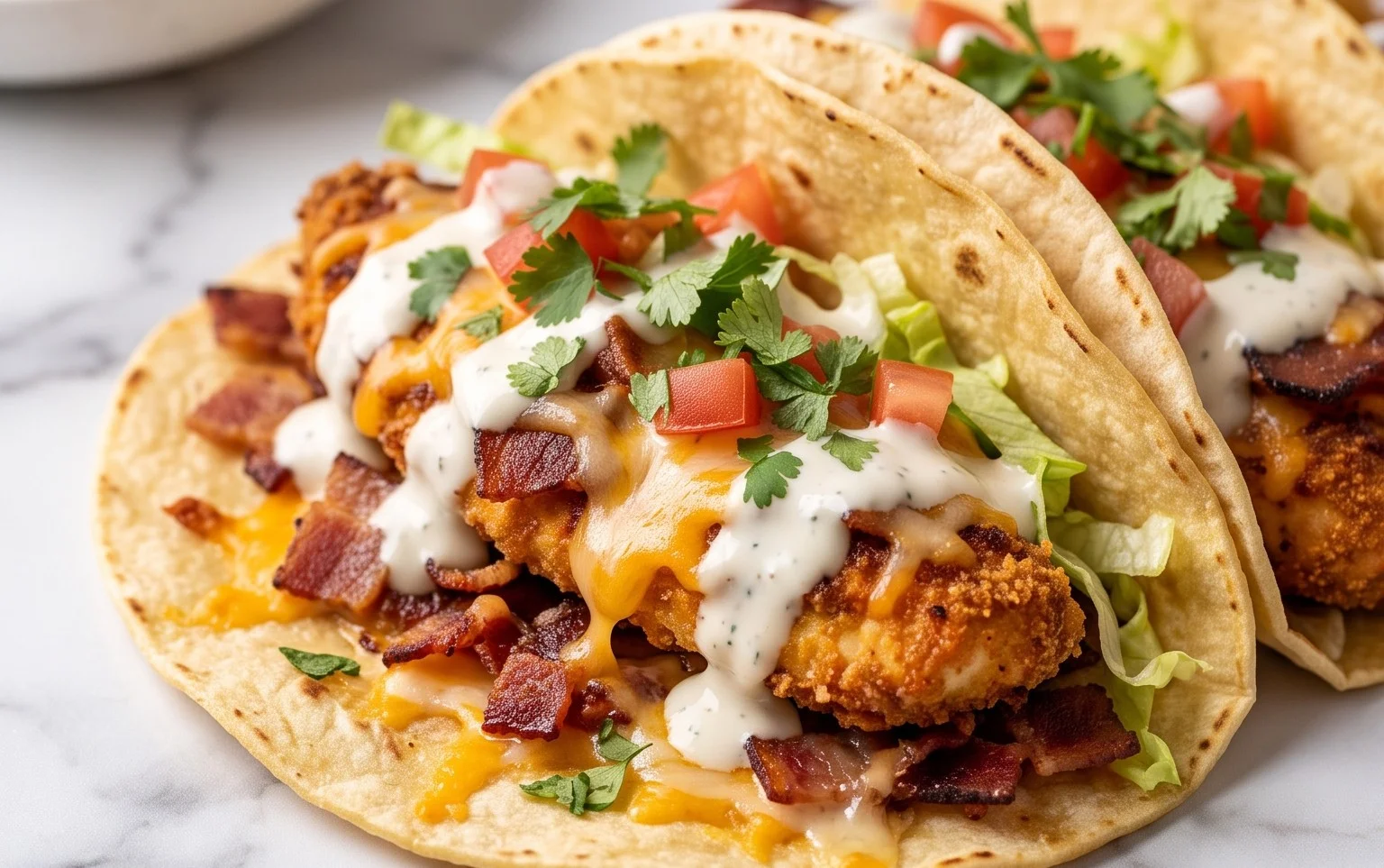 Baked Chicken Beef Bacon Ranch Tacos