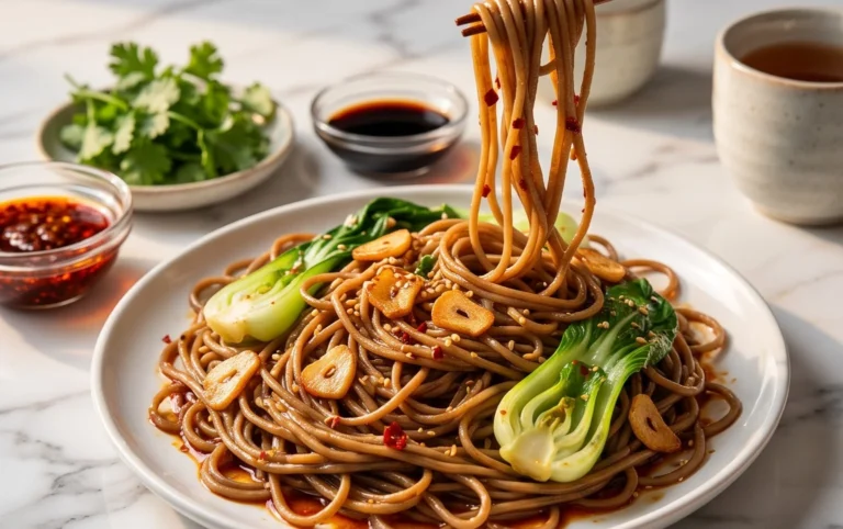 Spicy Garlic Soba Noodles with Bok Choy