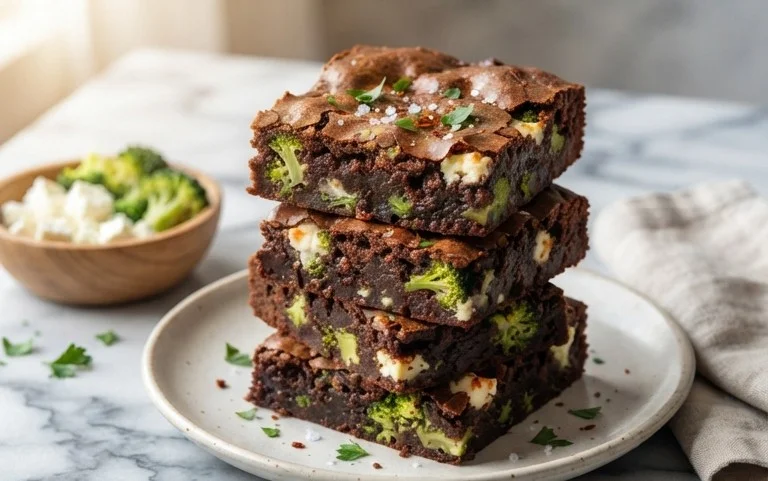 Broccoli and Feta Brownies