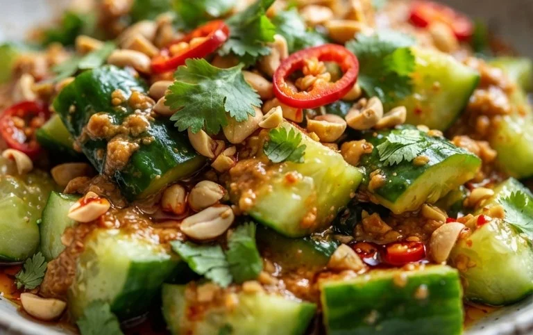 Cucumbers in Spicy Peanut Sauce