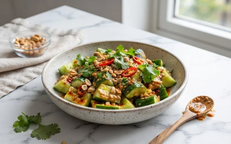 Cucumbers in Spicy Peanut Sauce