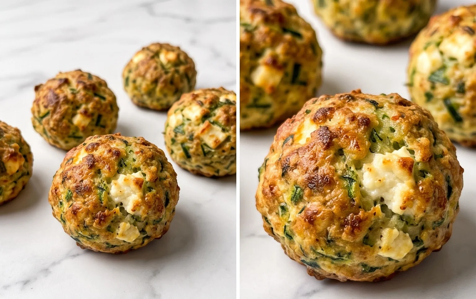 Knusprige Zucchini-Feta-Bällchen aus dem Ofen genießen!
