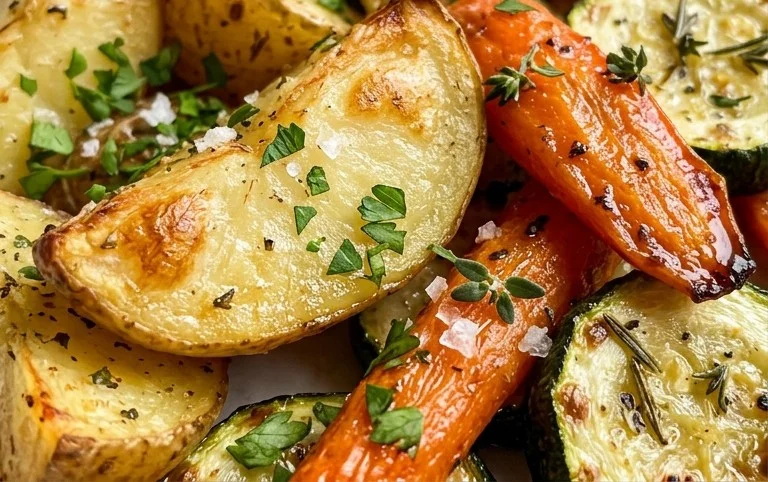 Garlic Herb Roasted Potatoes Carrots and Zucchini