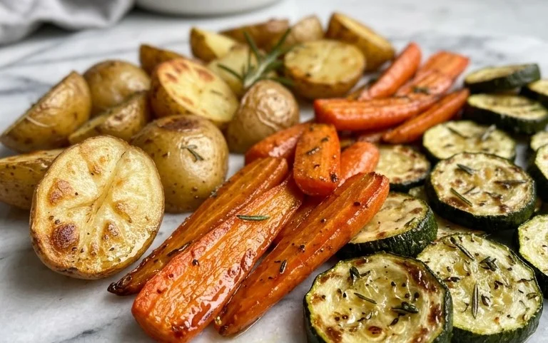Garlic Herb Roasted Potatoes Carrots and Zucchini