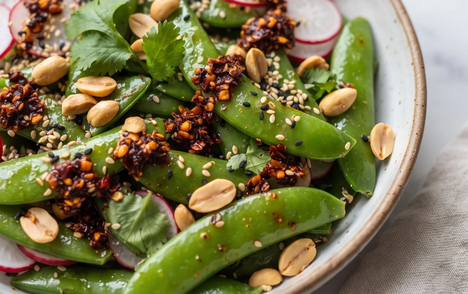 Chili Crisp Snap Pea Salad