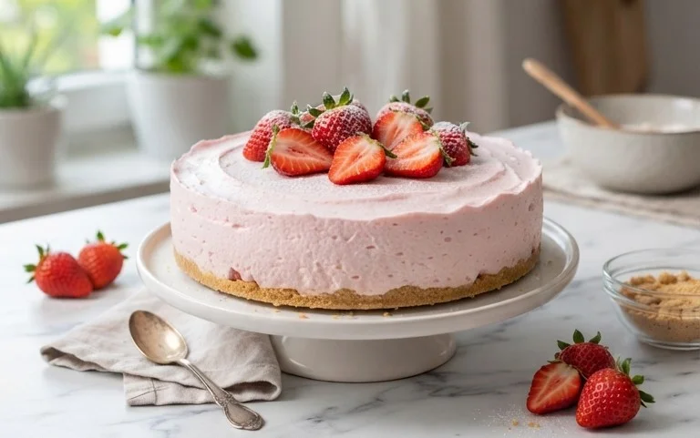3 Ingredient No Bake Strawberry Cloud Cake