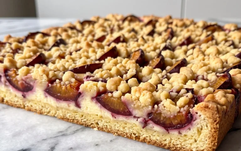 Pflaumenkuchen mit Streusel vom Blech (Quark-Öl-Teig)