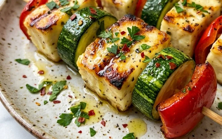 Halloumi Zucchini Spieße Vom Grill: Sommerlich, Lecker & Vegetarisch