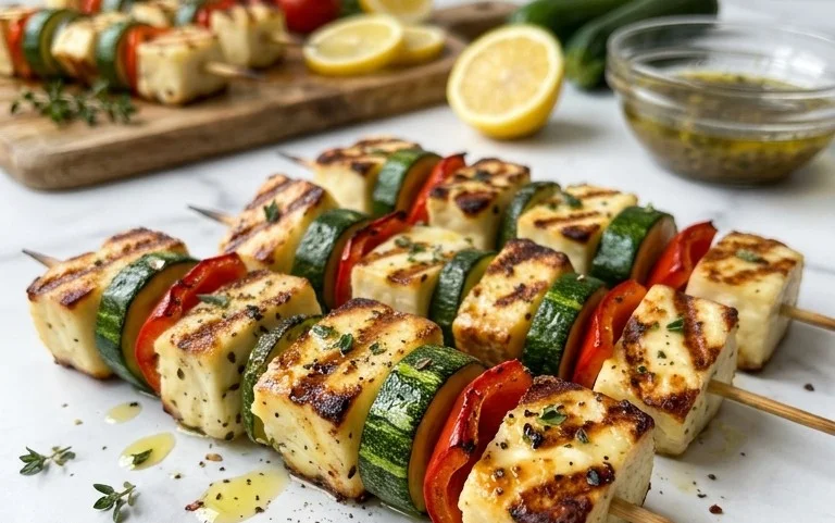 Halloumi Zucchini Spieße Vom Grill: Sommerlich, Lecker & Vegetarisch