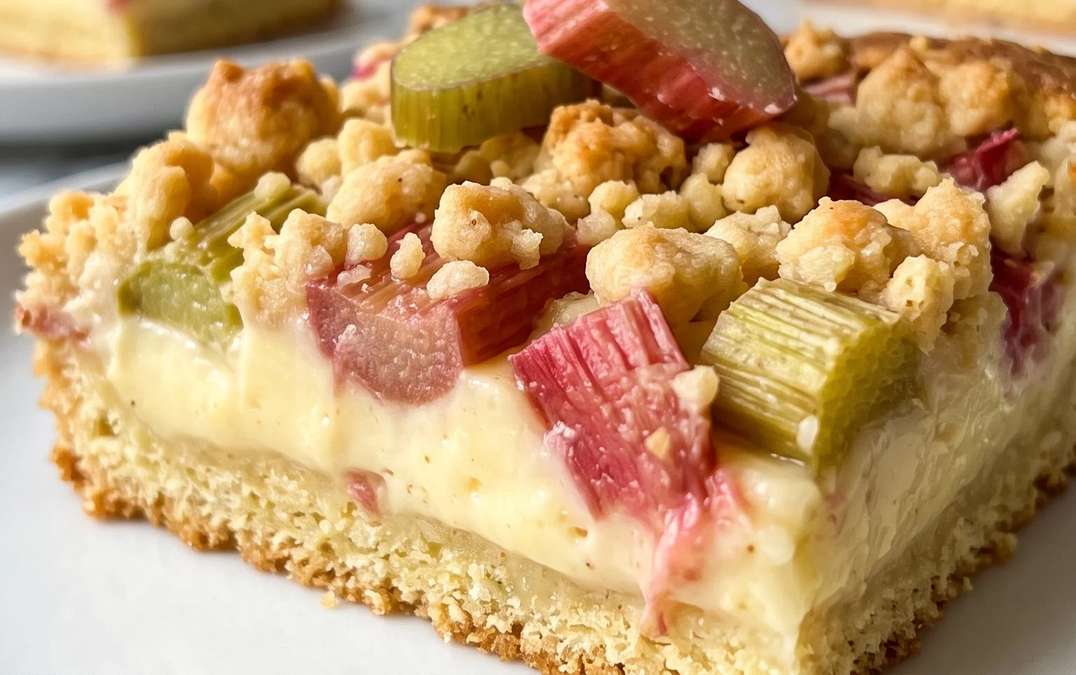 Rhabarberkuchen mit Pudding und Streuseln – wie von Oma