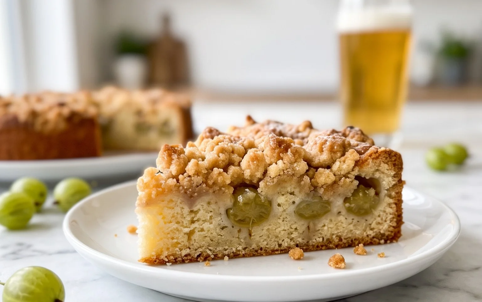 Kleiner Stachelnon-alcoholic beer- Streuselkuchen