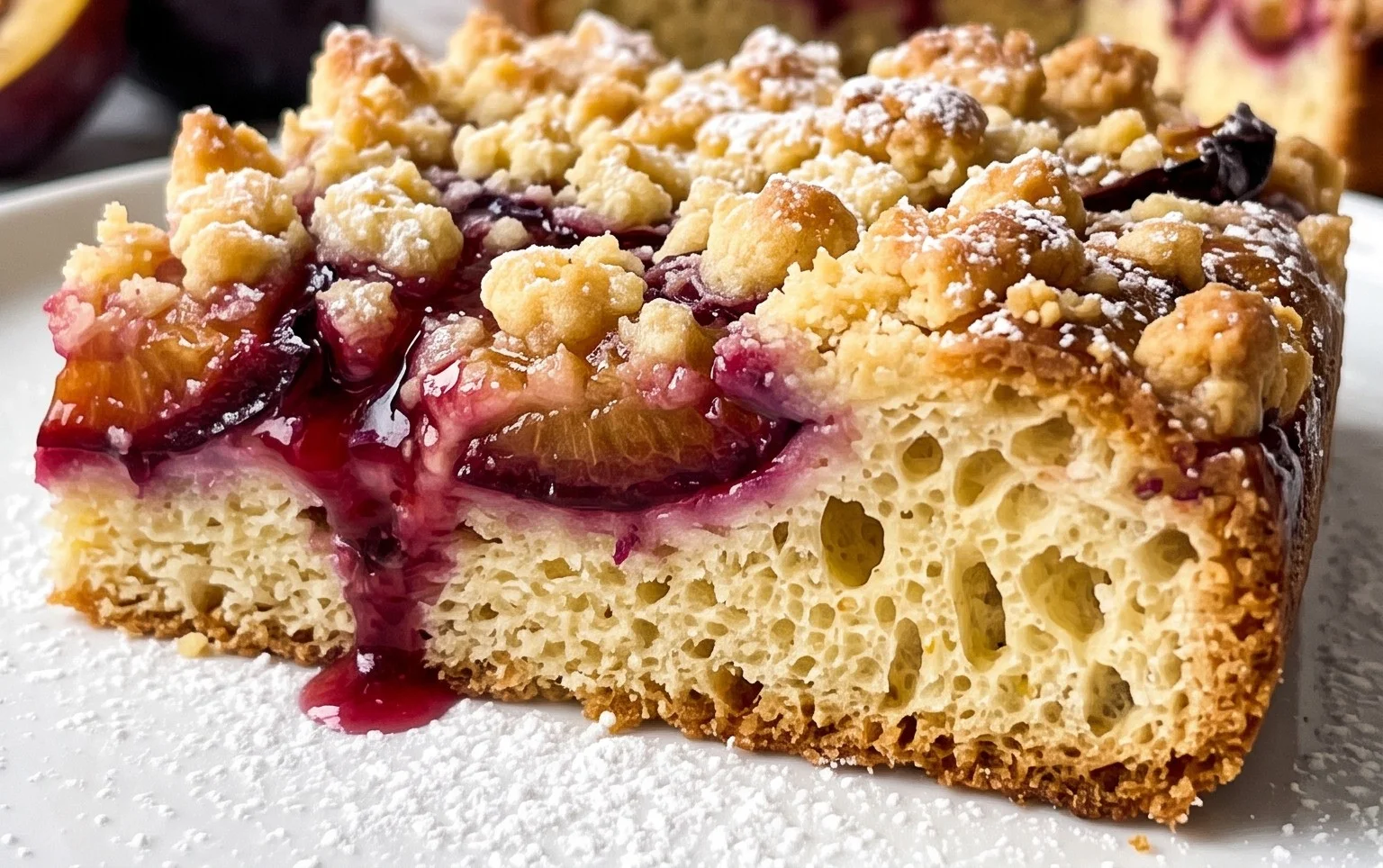Rezept für Streusel-Pflaumenkuchen vom Blech mit Hefeteig