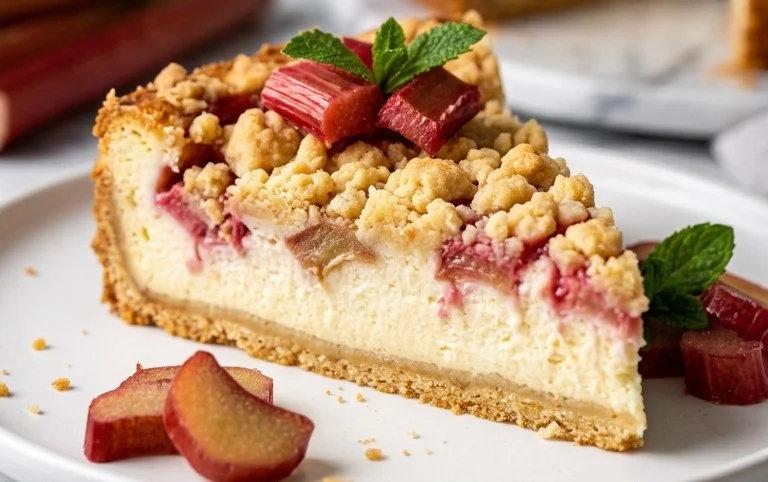 Rhabarber Quarkkuchen mit Butterstreuseln