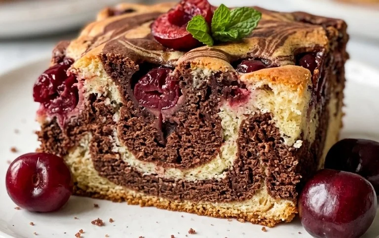 Marmorkuchen mit Kirsch Extracten vom Blech