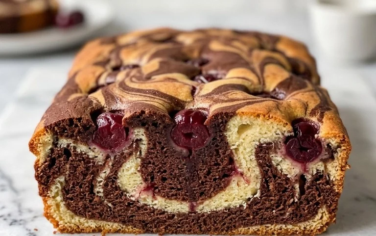 Marmorkuchen mit Kirsch Extracten vom Blech
